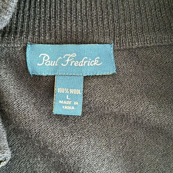 Paul Frederick 100% Wool Men’s Zip Up Sweater Navy Long Sleeve Size L - Picture 5 of 8